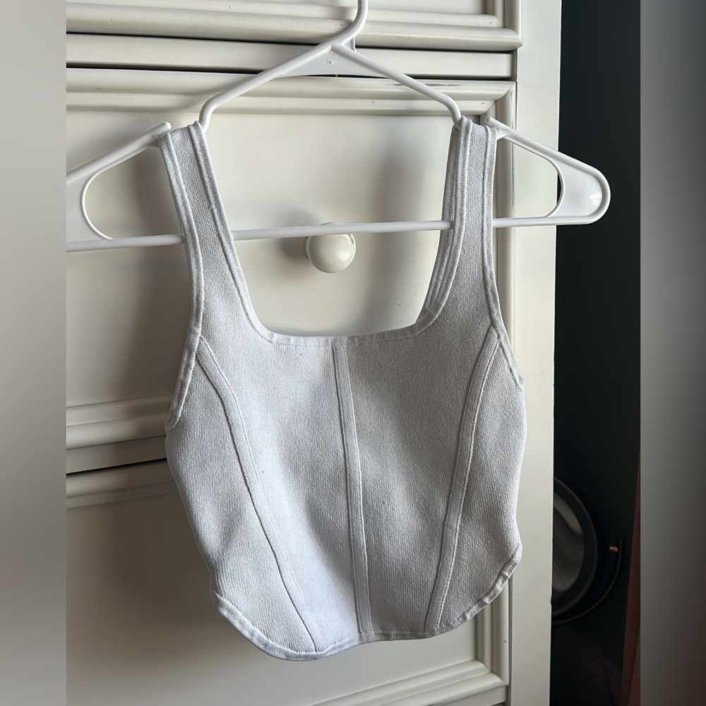 Aritzia White Square Neck Tank Top